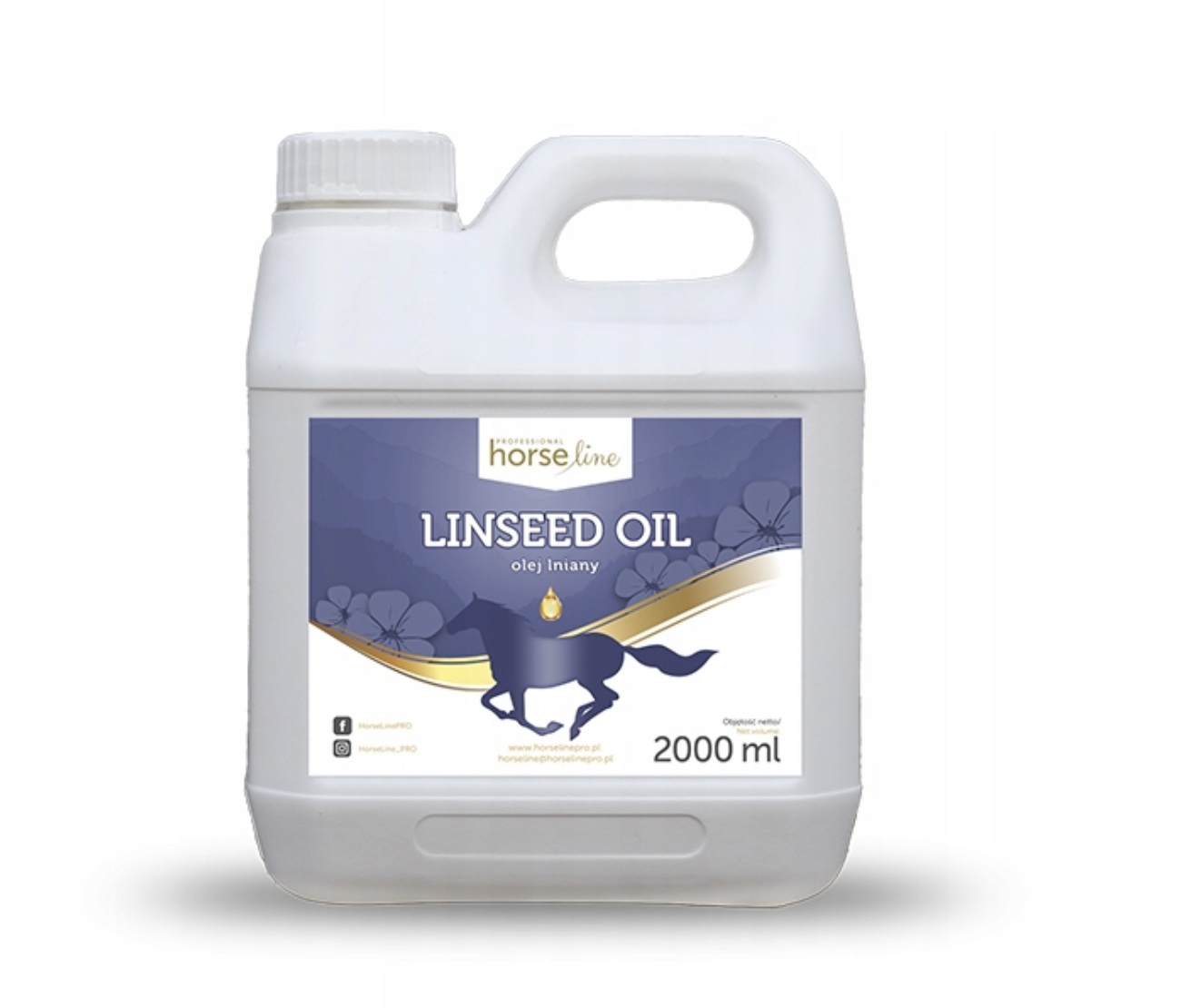 Olej lniany dla koni – omega 3 na sierść i układ pokarmowy 2000 ml